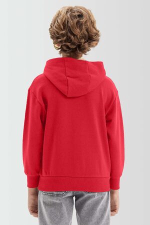 Hoho Santa Tree Printed Red Hoodie Back Pose