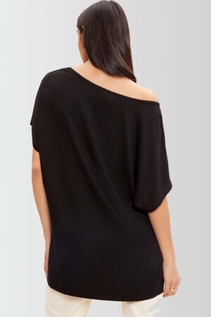 Women Printed Off Shoulder Christmas Top Back Pose