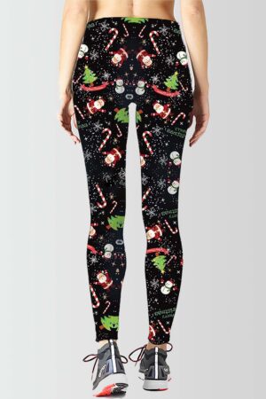 Women Snowflake Galaxy Printed Christmas Leggings Back Pose
