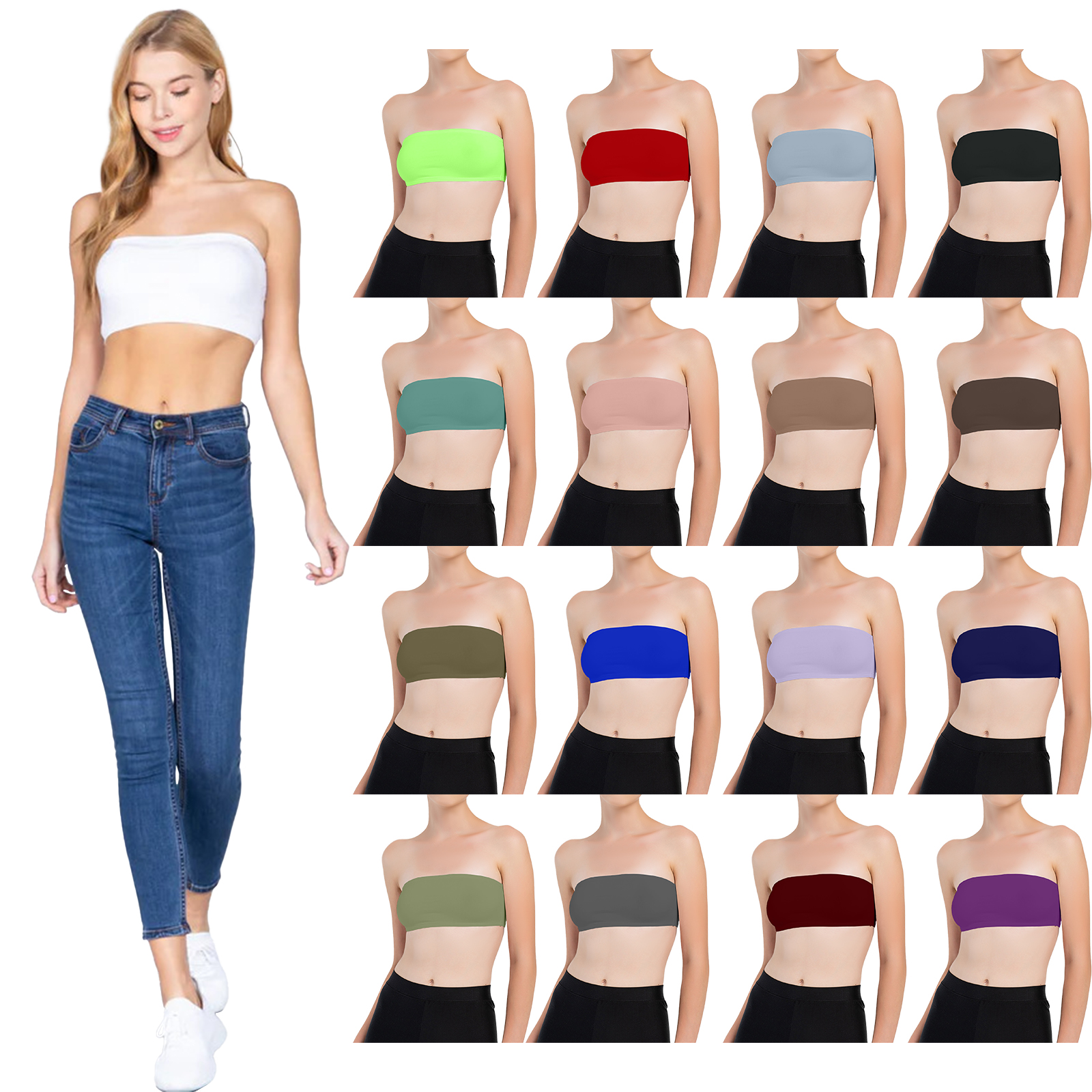 Girls Strapless Bandeau Boob Tube Sleeveless Vest