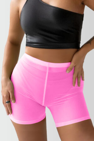 See-Through High Waist Bikini Bottoms Neon Pink