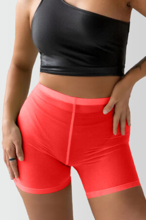 See-Through High Waist Bikini Bottoms Red