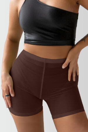 See-Through High Waist Bikini Bottoms Chocolate Brown