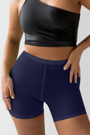 See-Through High Waist Bikini Bottoms Navy Blue