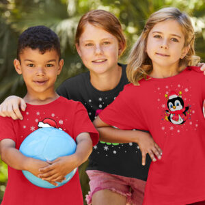 Kids Short Sleeve Crew Neck Ho Ho Print T-Shirt