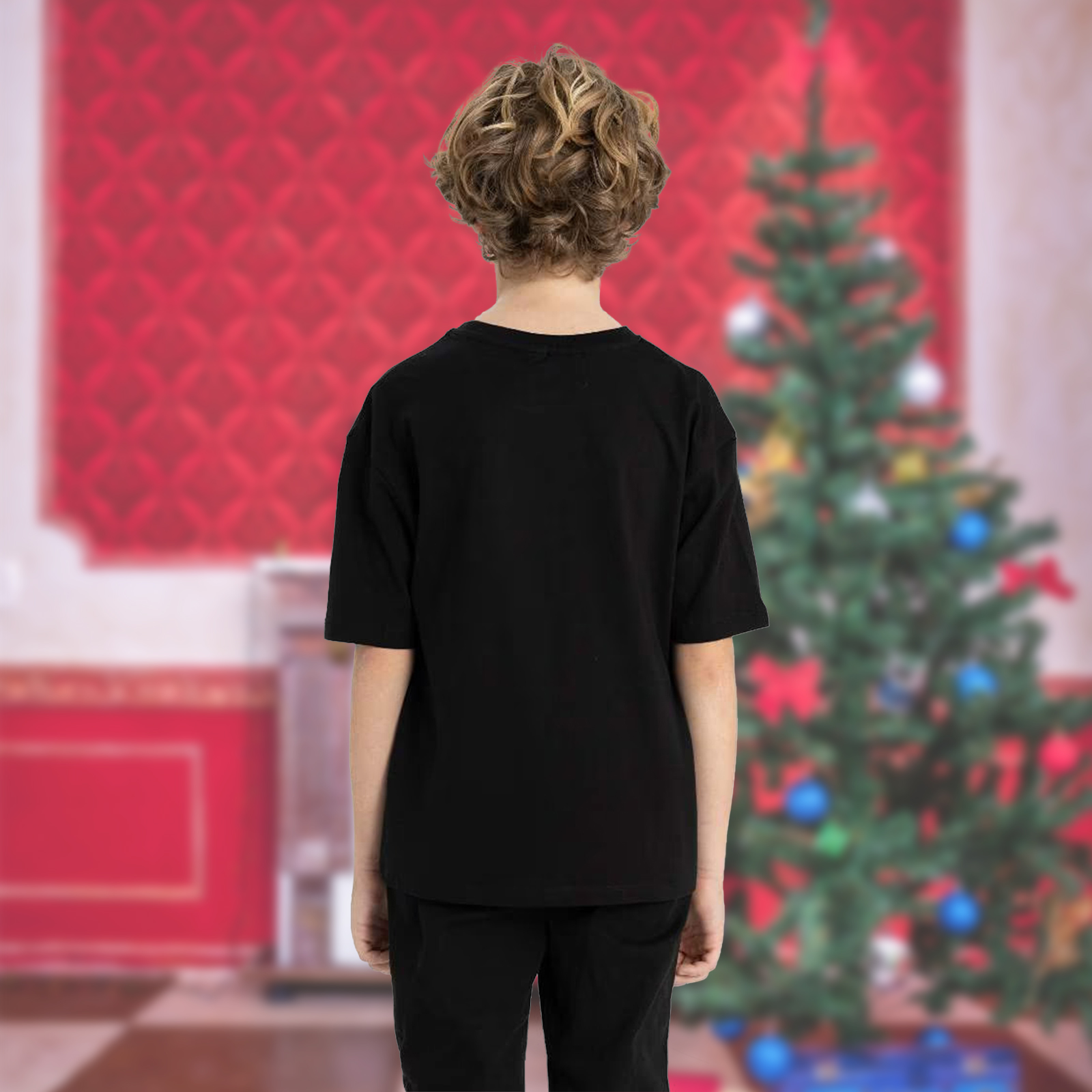 Second image of Kids Short Sleeve Crew Neck Penguin With Lights Print T-Shirt