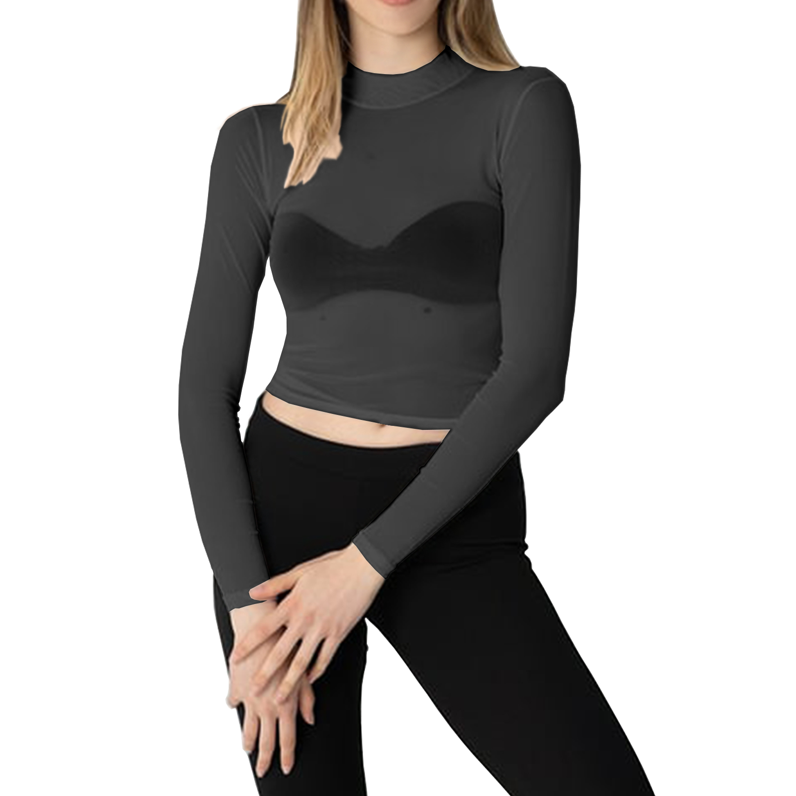Women’s Sheer Mesh Turtleneck Top