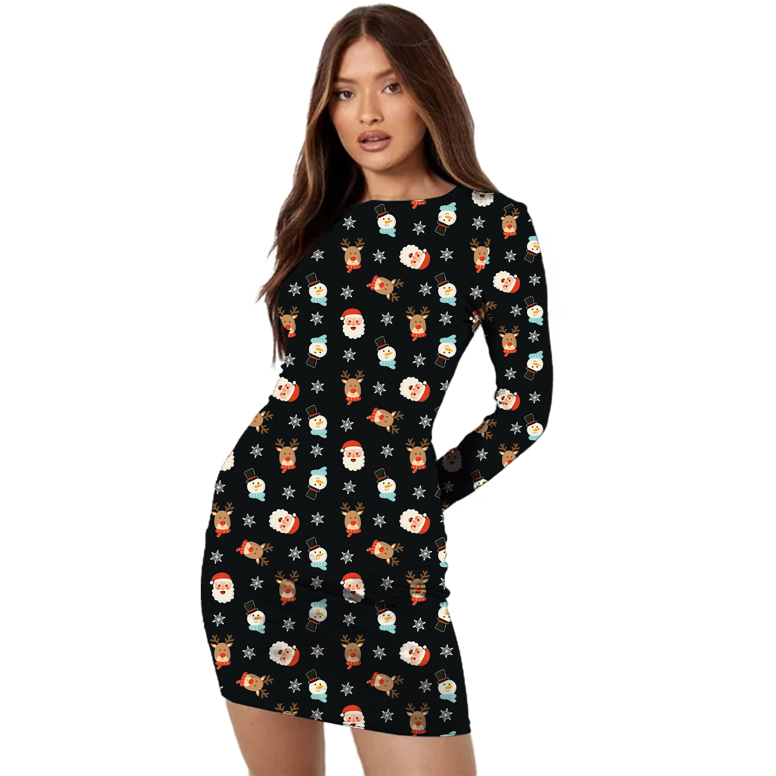 Xmas Character Printed Xmas Bodycon Dress