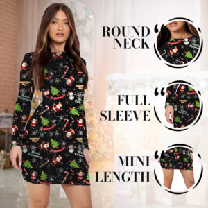 Snowflake Galaxy Printed Xmas Bodycon Dress