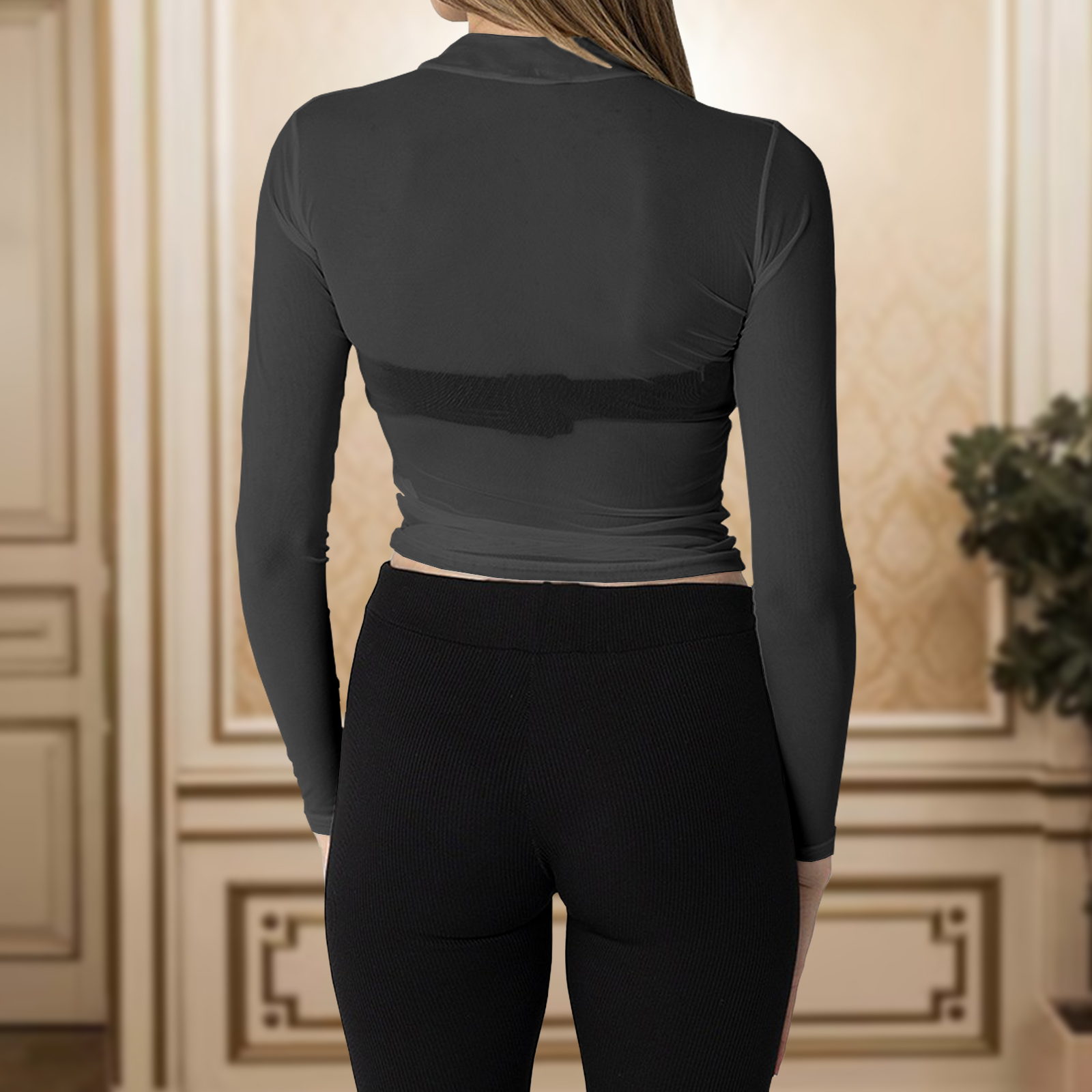 Second image of Women’s Sheer Mesh Turtleneck Top