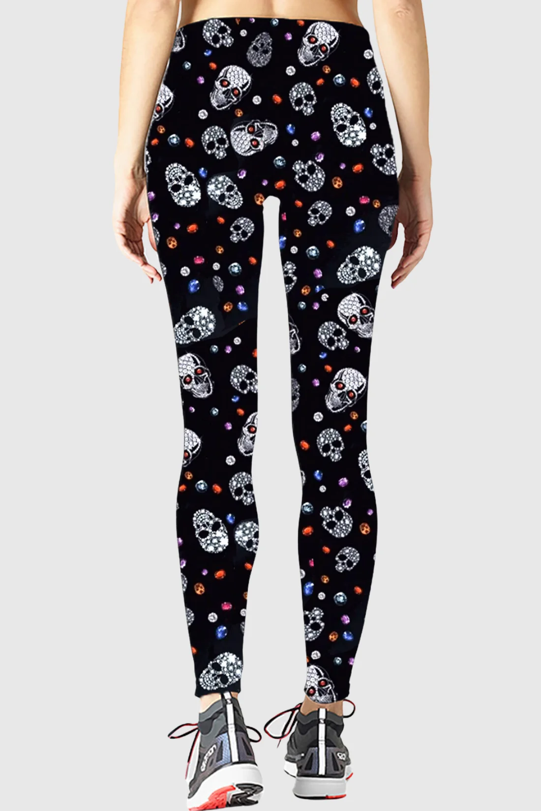 Women's Bejeweled Skull and Diamonds Print Leggings