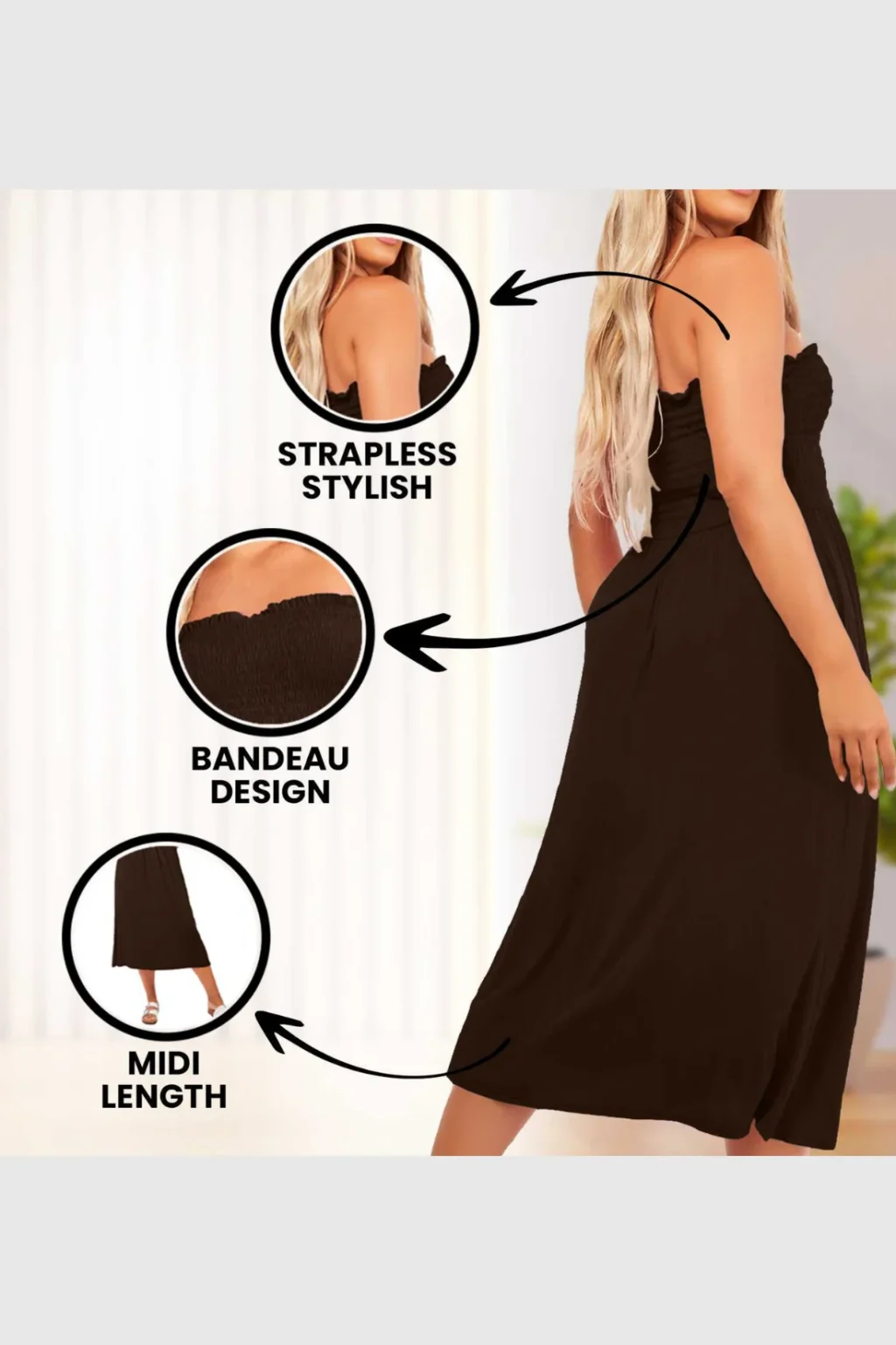 Women's Strapless Midi Dress