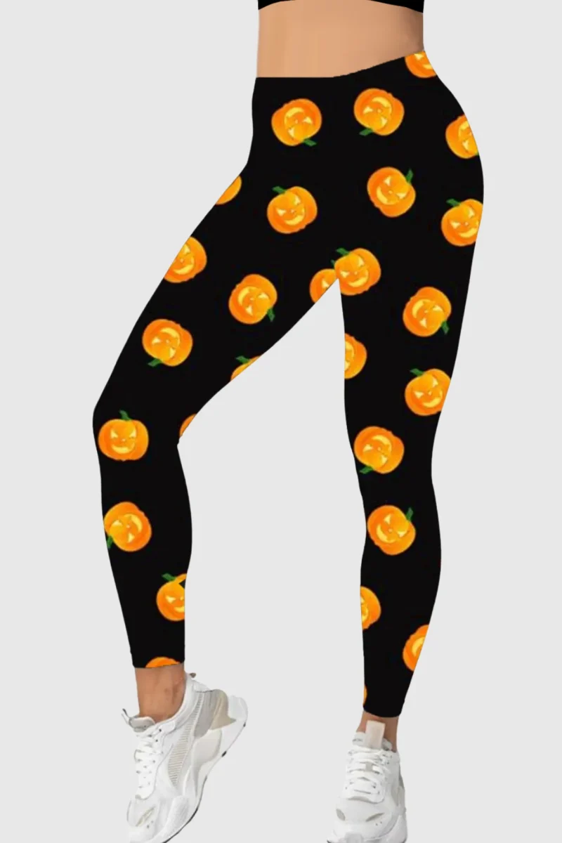 Face Pumpkins Print Leggings