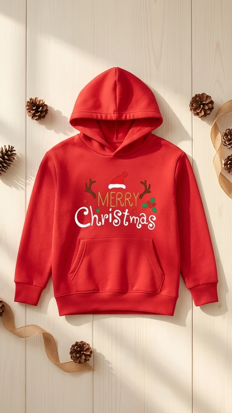Kids Merry Xmas Holly Hoodie