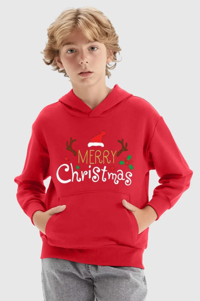 Kids Merry Xmas Holly Hoodie