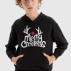 Kids Merry Xmas Antler Hoodie