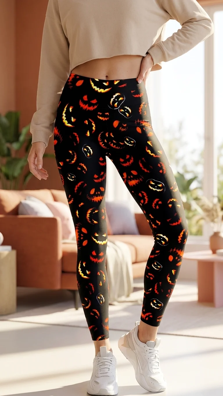 Women's Scary Pumpkins Print Leggings