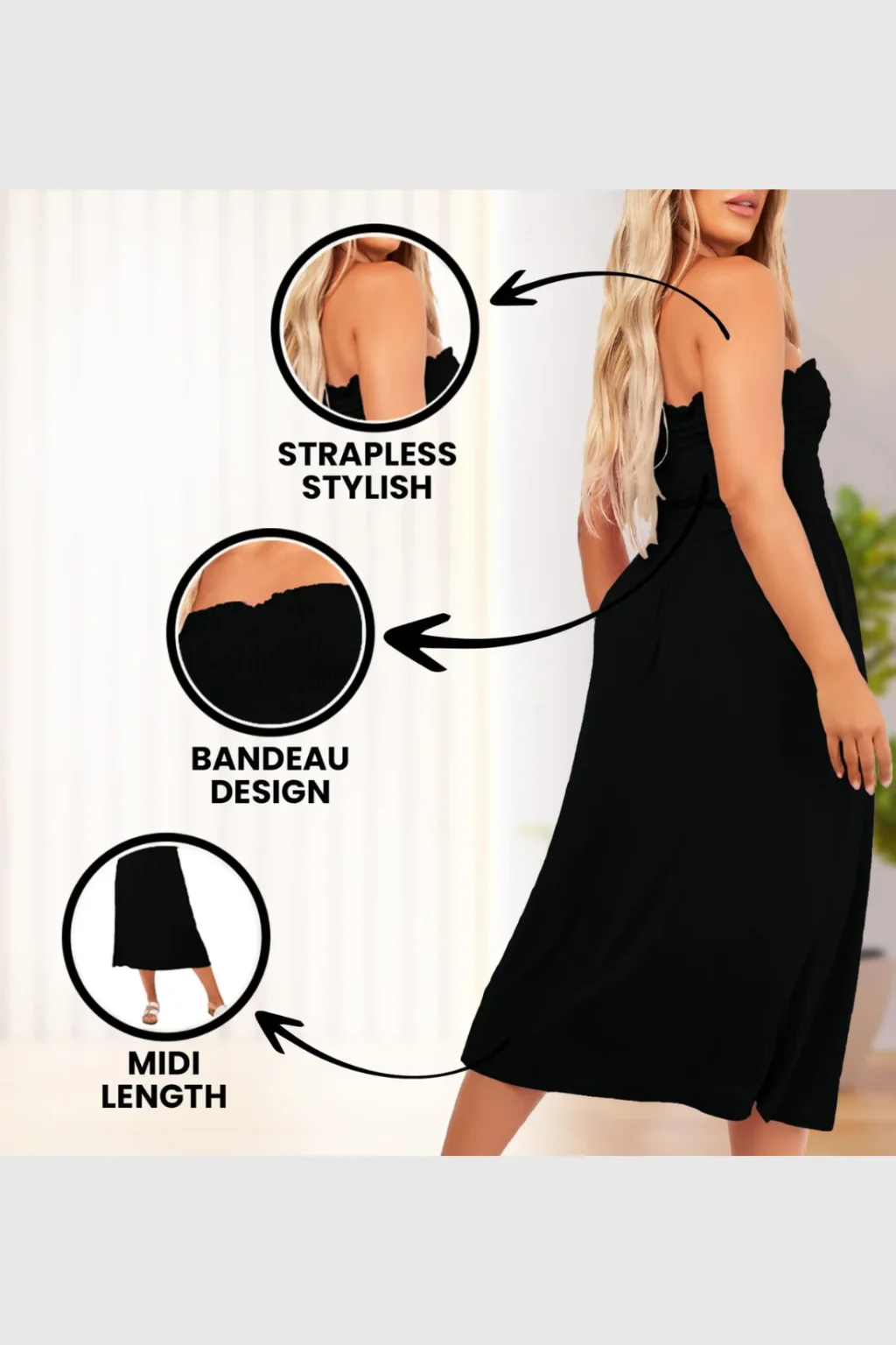 Women's Strapless Midi Dress