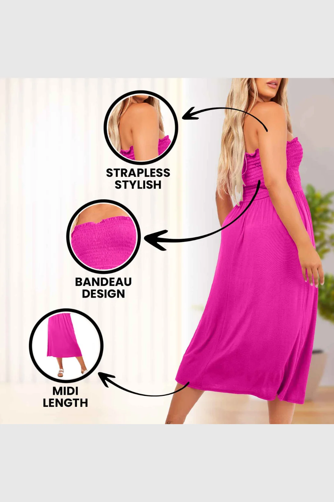 Women's Strapless Midi Dress