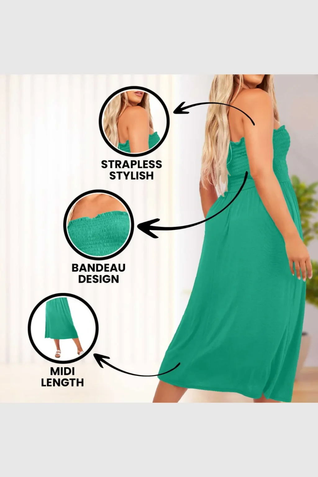 Women's Strapless Midi Dress