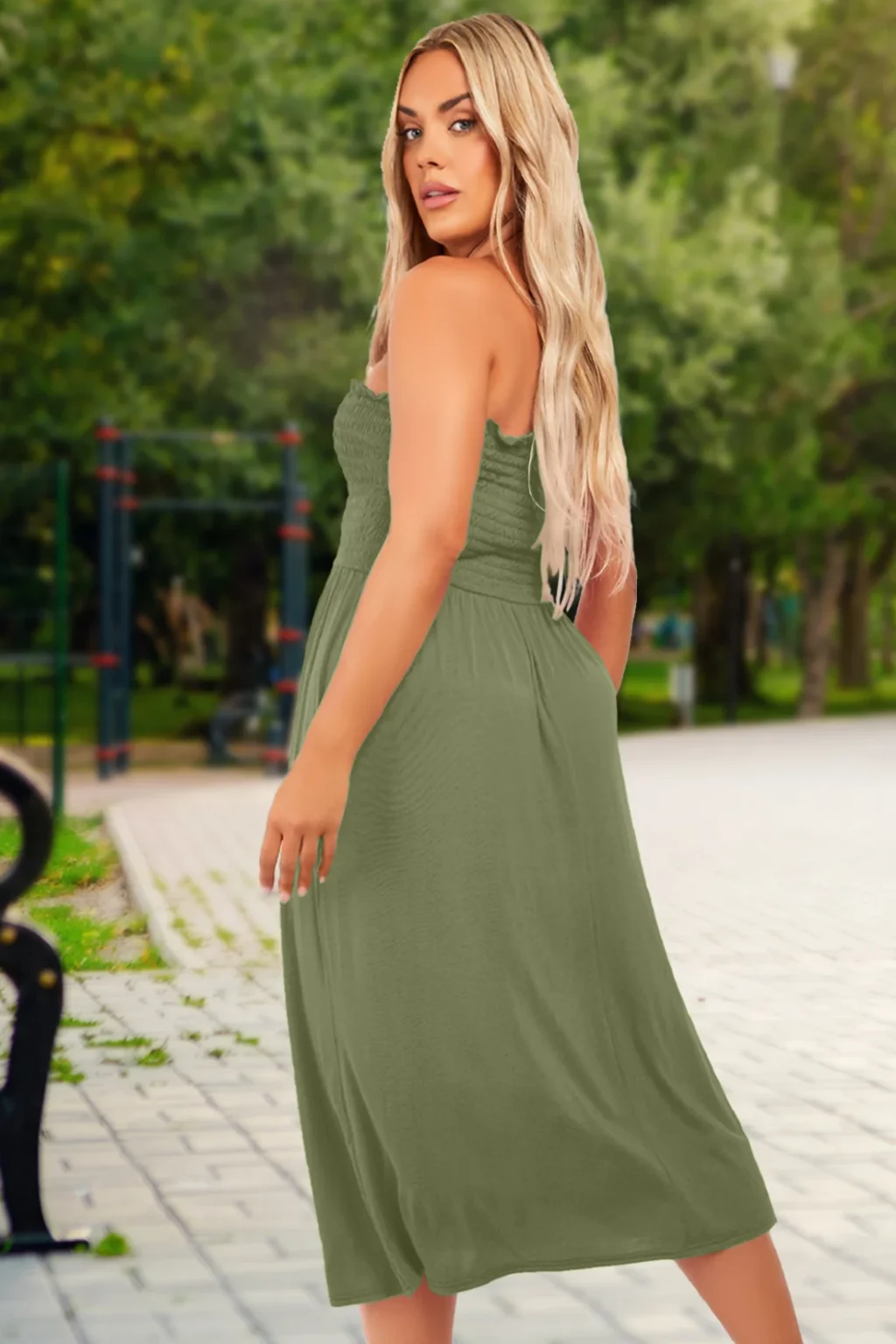 Women's Strapless Midi Dress