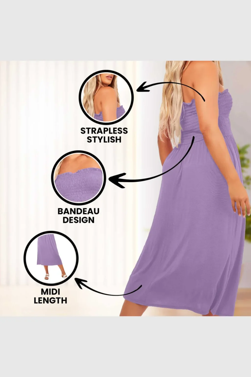 Women's Strapless Midi Dress