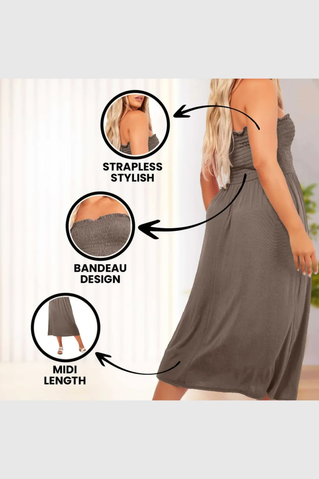 Women's Strapless Midi Dress