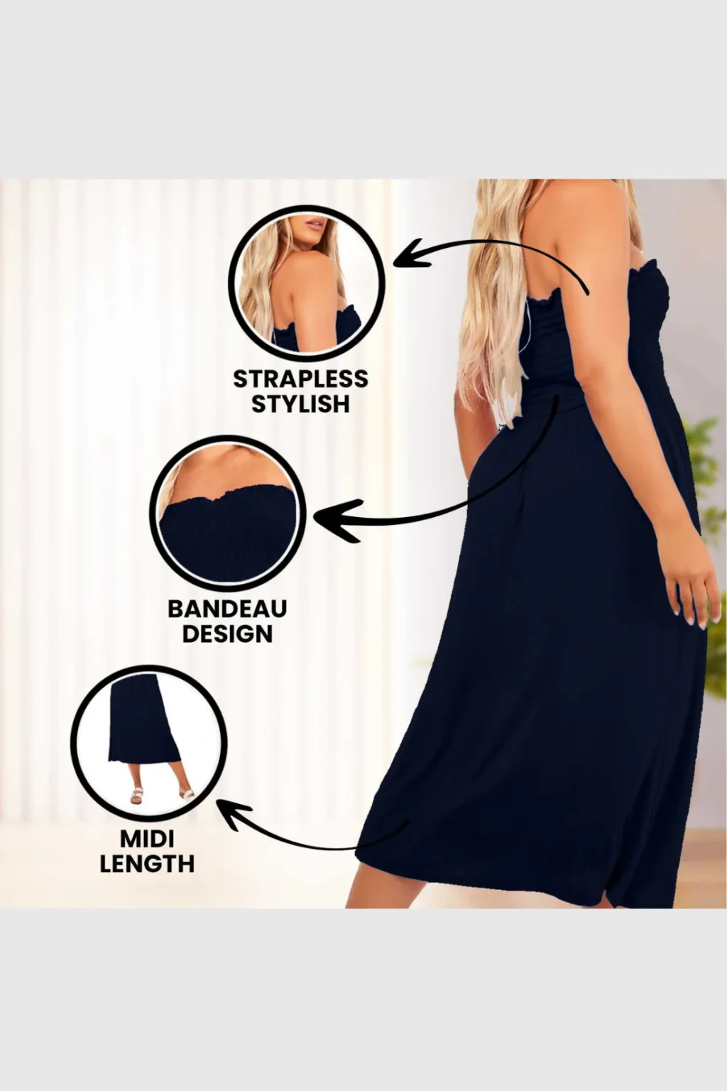 Women's Strapless Midi Dress