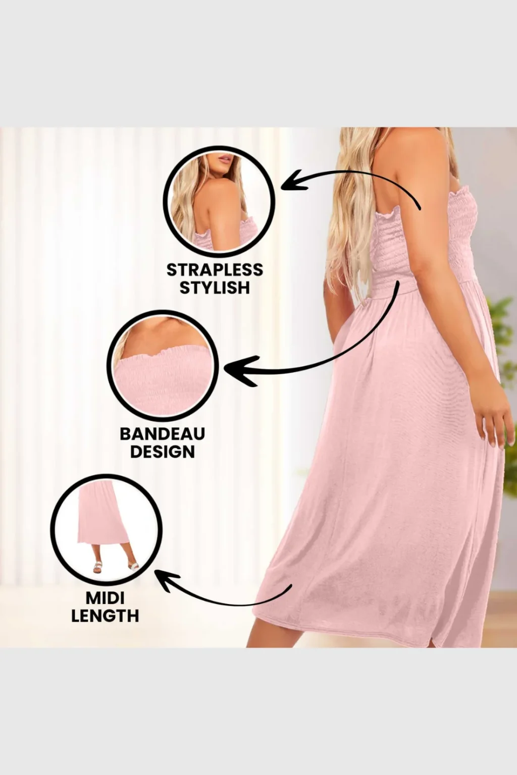 Women's Strapless Midi Dress