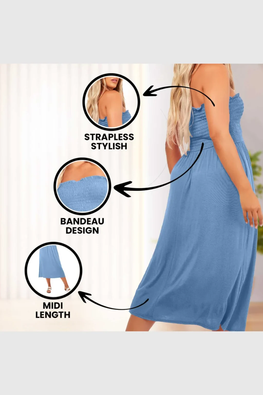 Women's Strapless Midi Dress