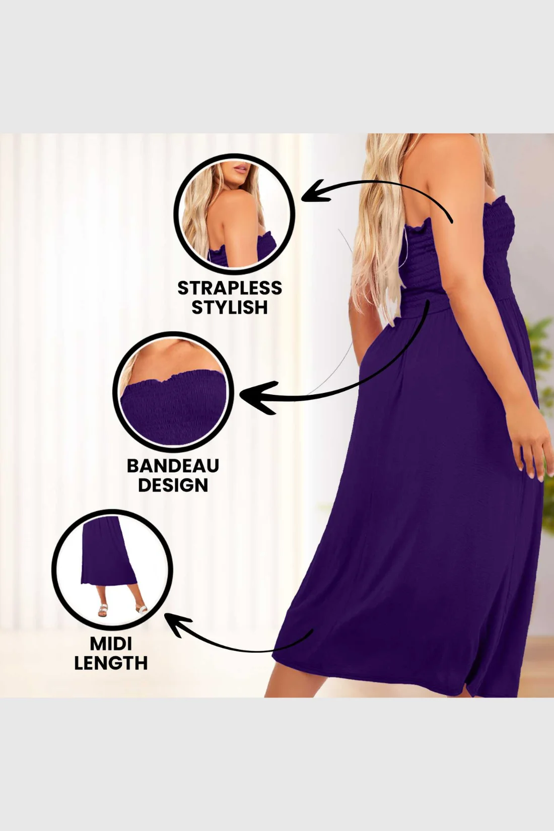 Women's Strapless Midi Dress