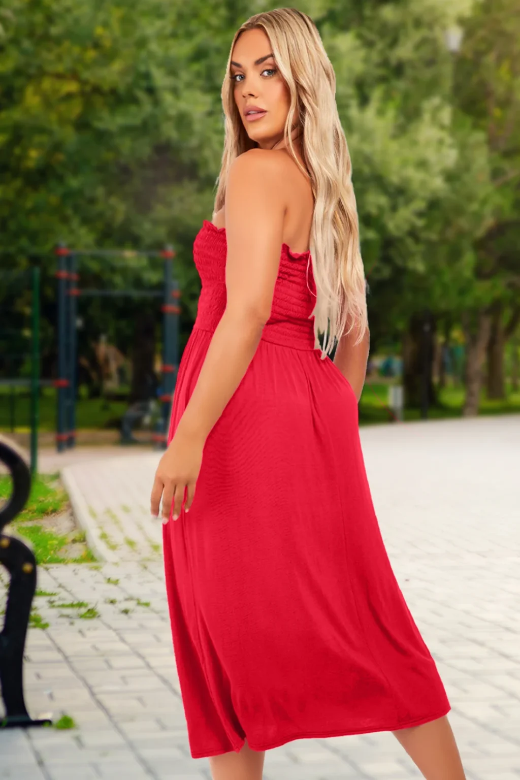 Women's Strapless Midi Dress
