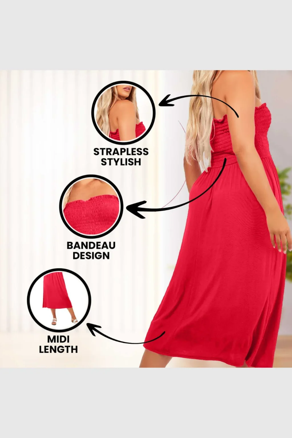 Women's Strapless Midi Dress