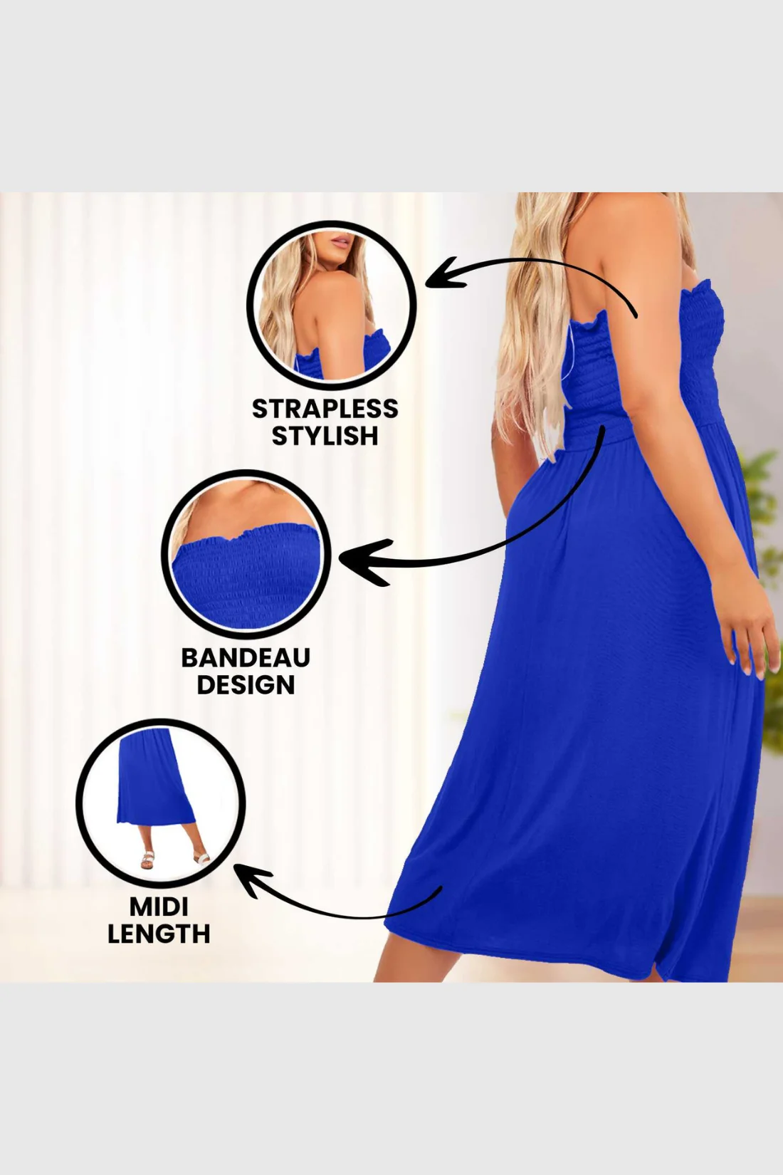 Women's Strapless Midi Dress
