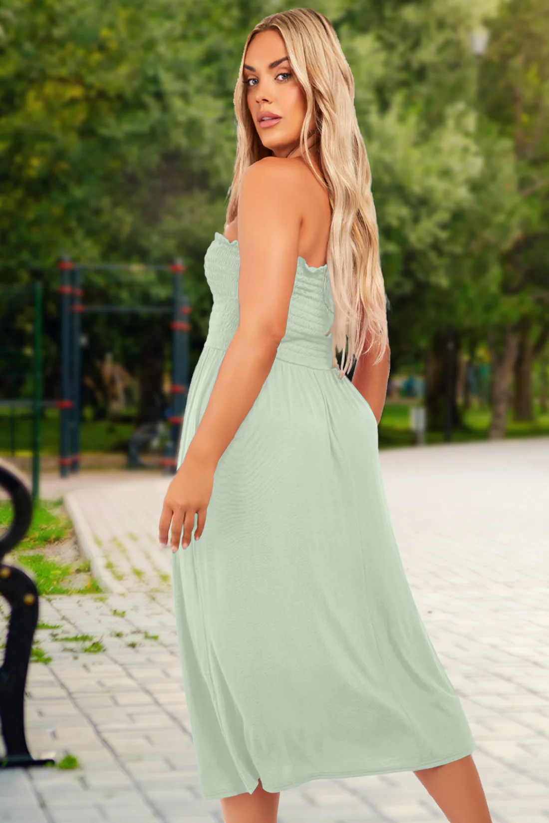 Women's Strapless Midi Dress