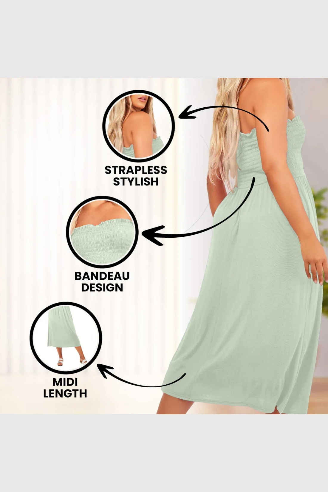 Women's Strapless Midi Dress