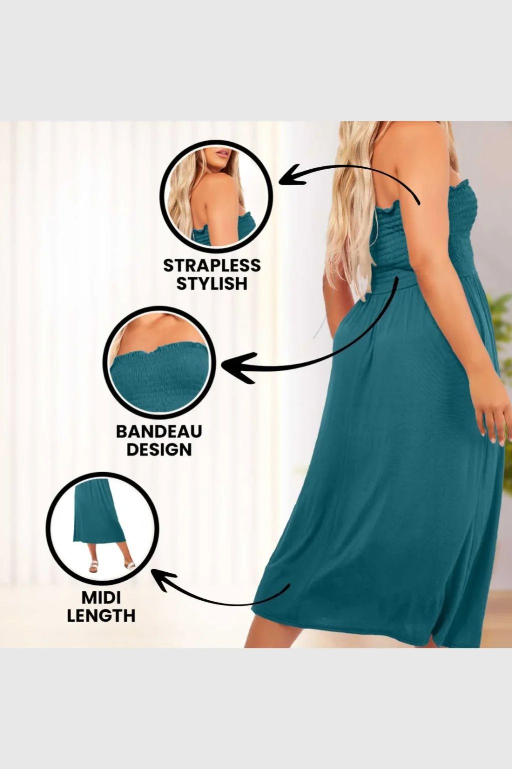 Women's Strapless Midi Dress