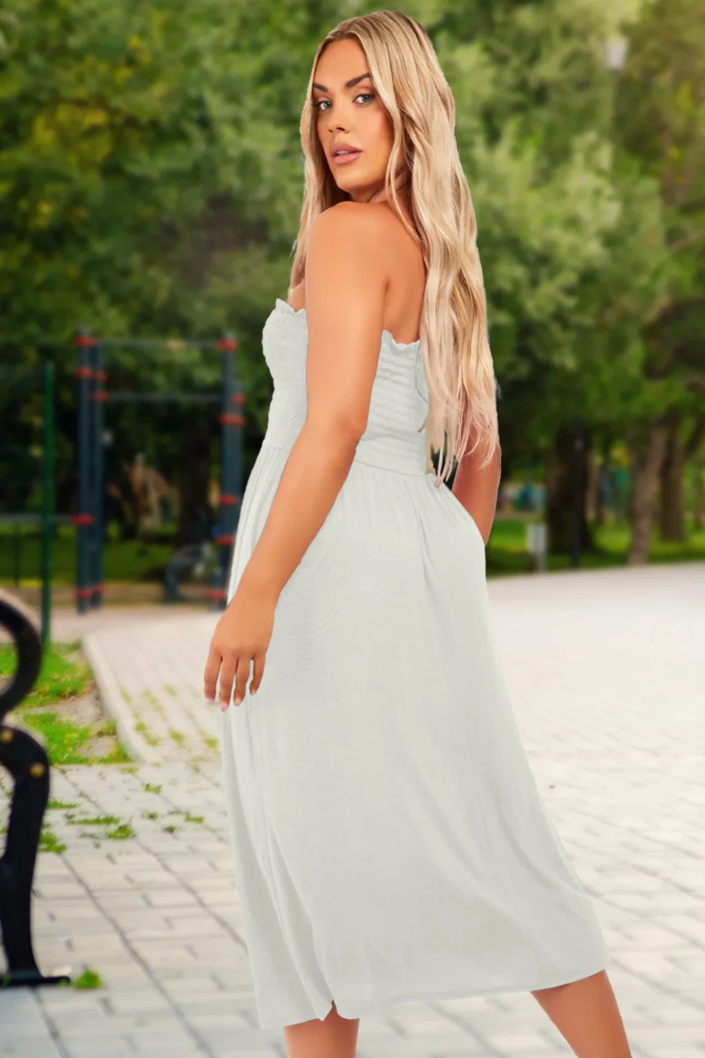 Women's Strapless Midi Dress
