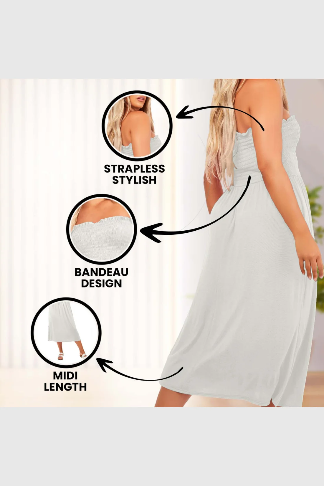 Women's Strapless Midi Dress