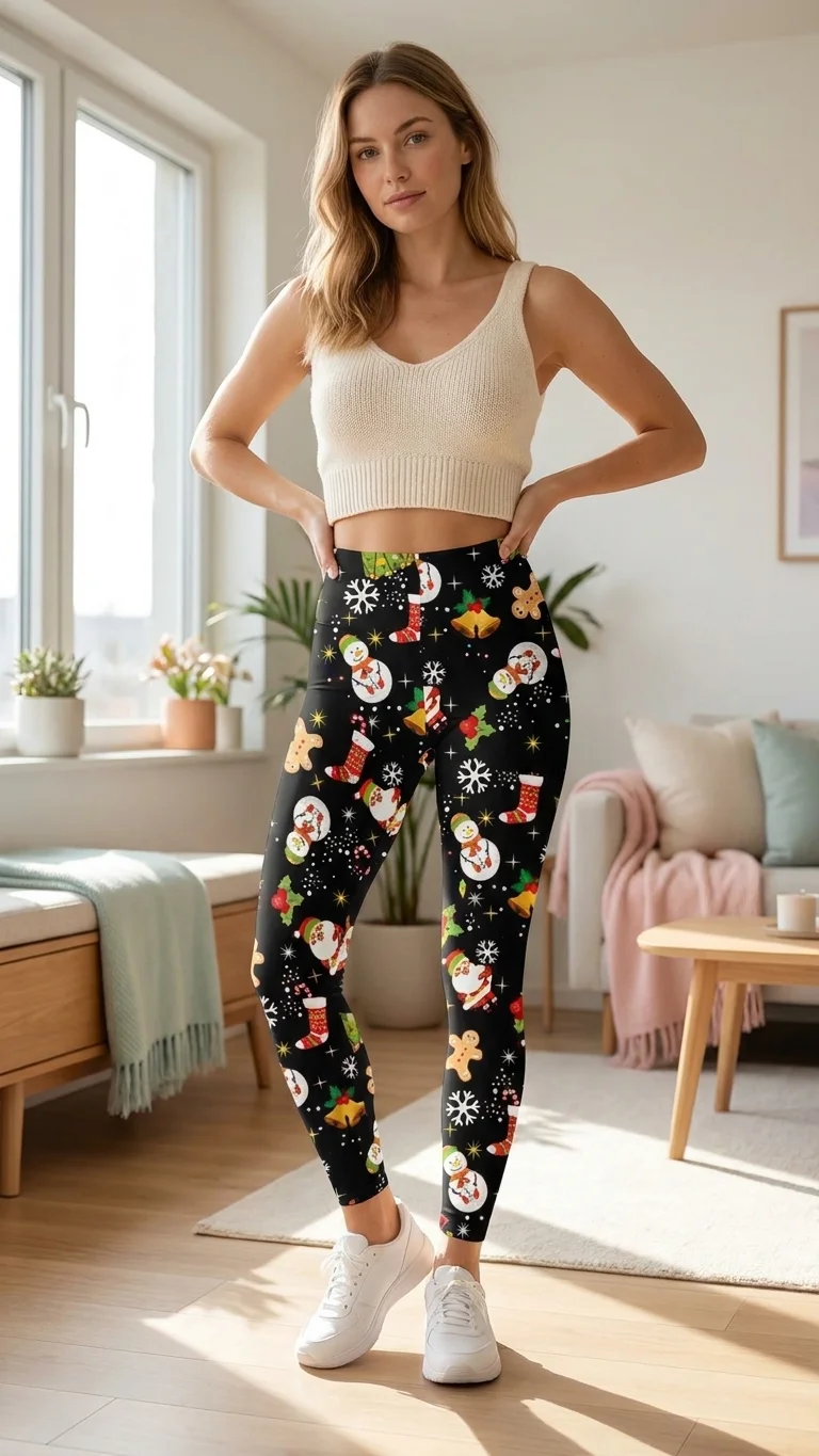 Angel Snowman Christmas Leggings