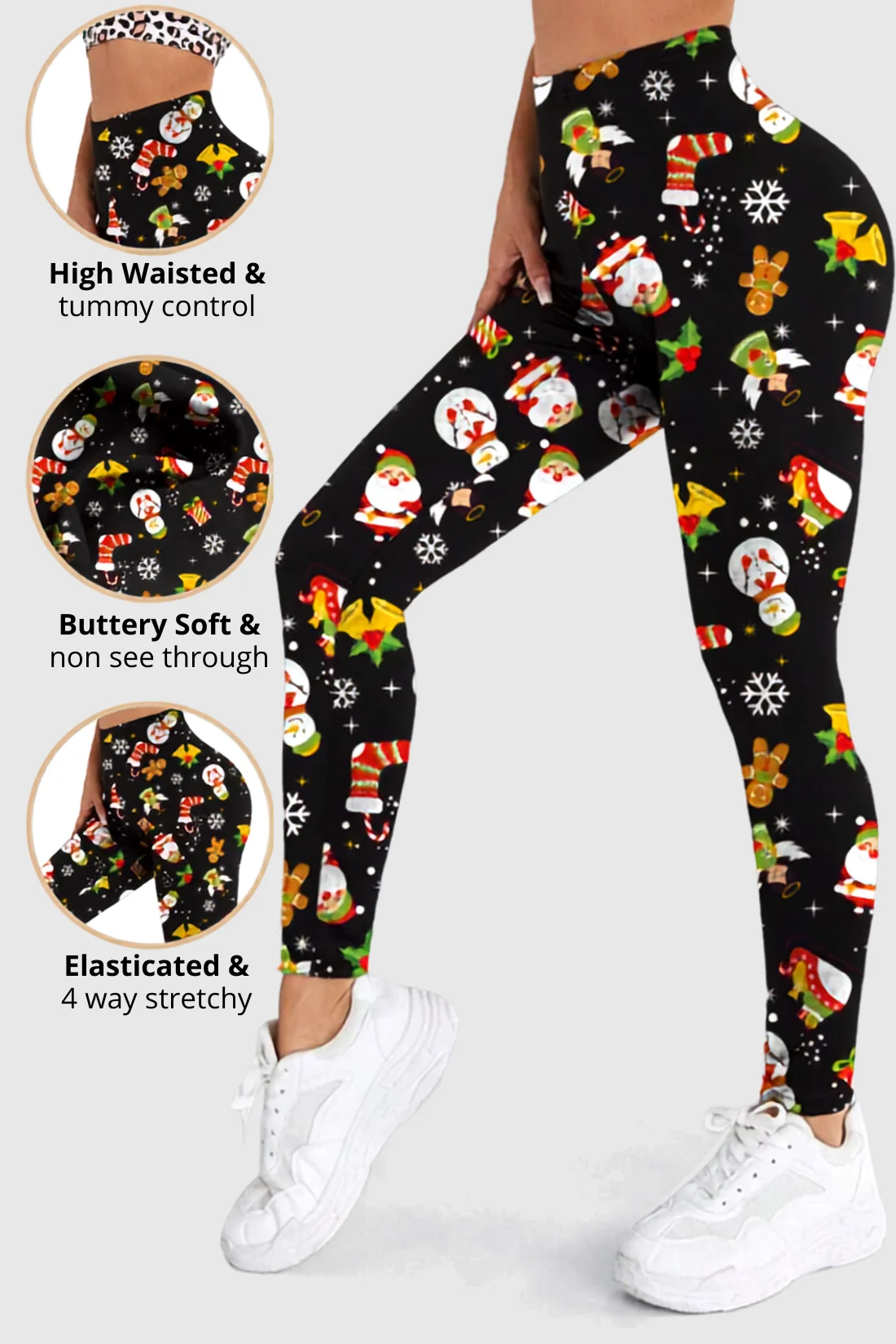 Angel Snowman Christmas Leggings