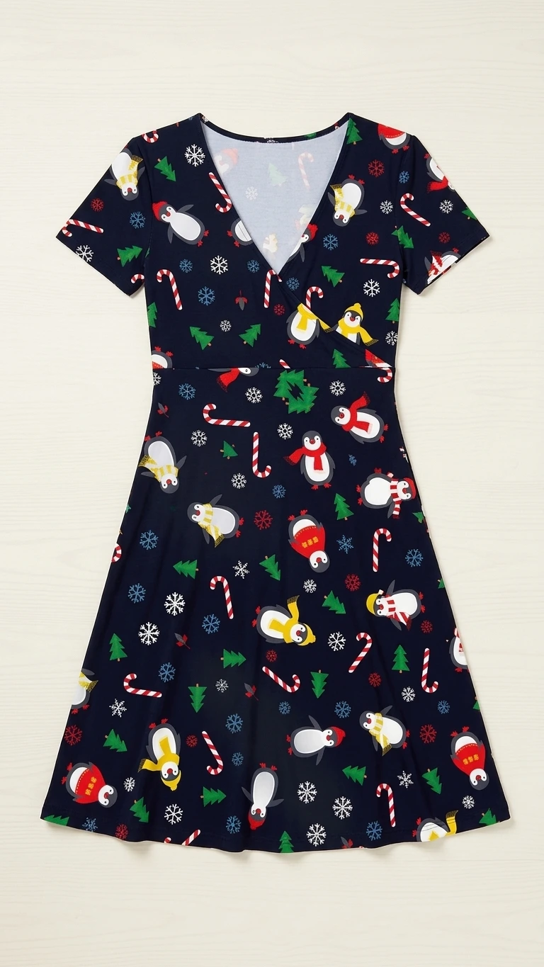 Penguin Scarf Midi Dress