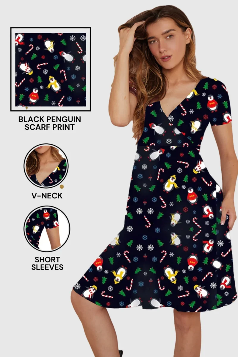 Penguin Scarf Midi Dress