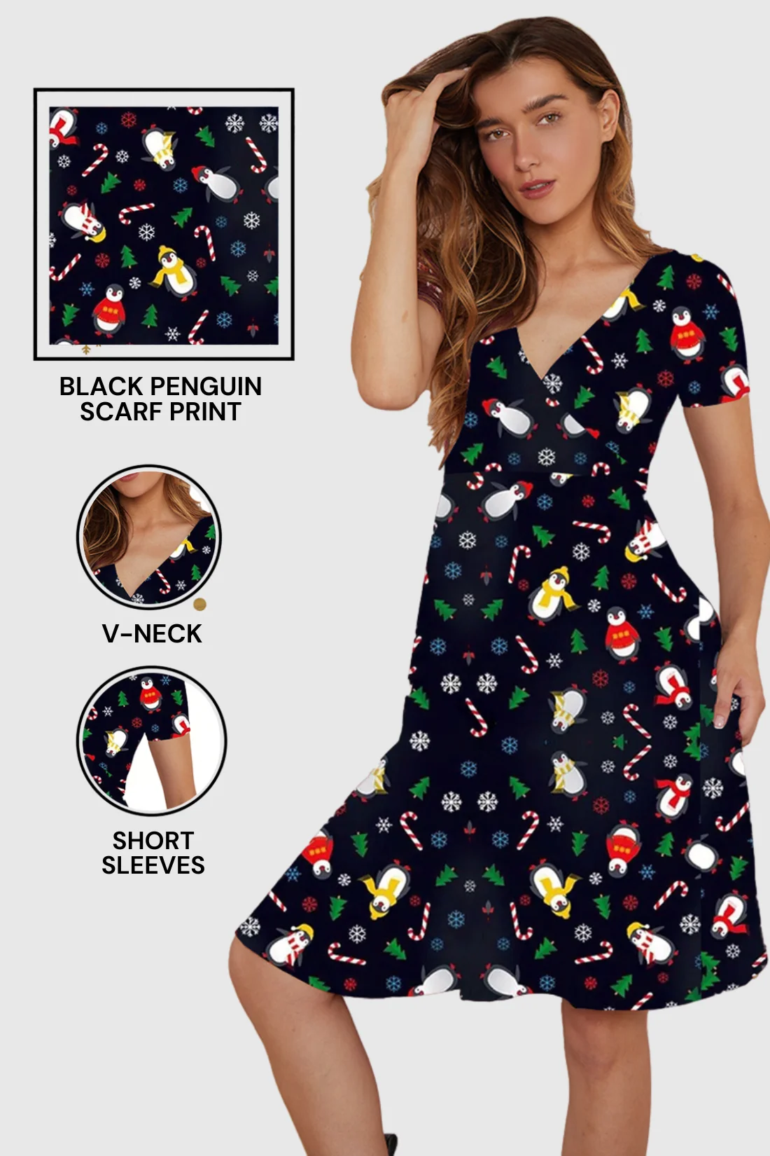 Penguin Scarf Midi Dress