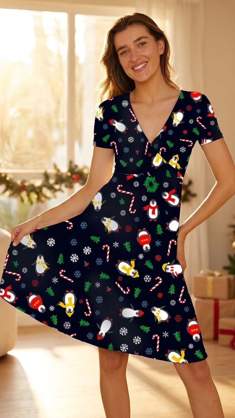 Penguin Scarf Midi Dress