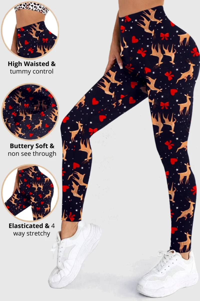 Reindeer Love Christmas Leggings