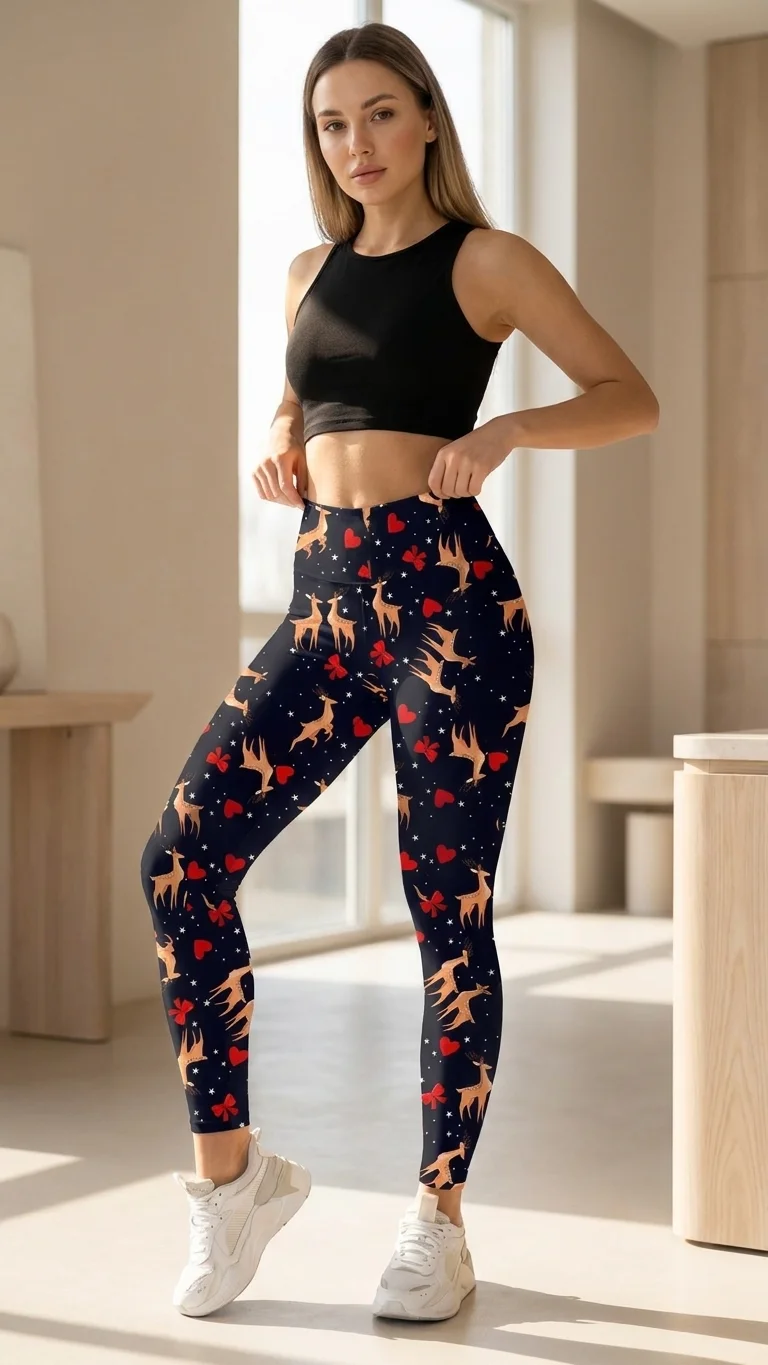 Reindeer Love Christmas Leggings