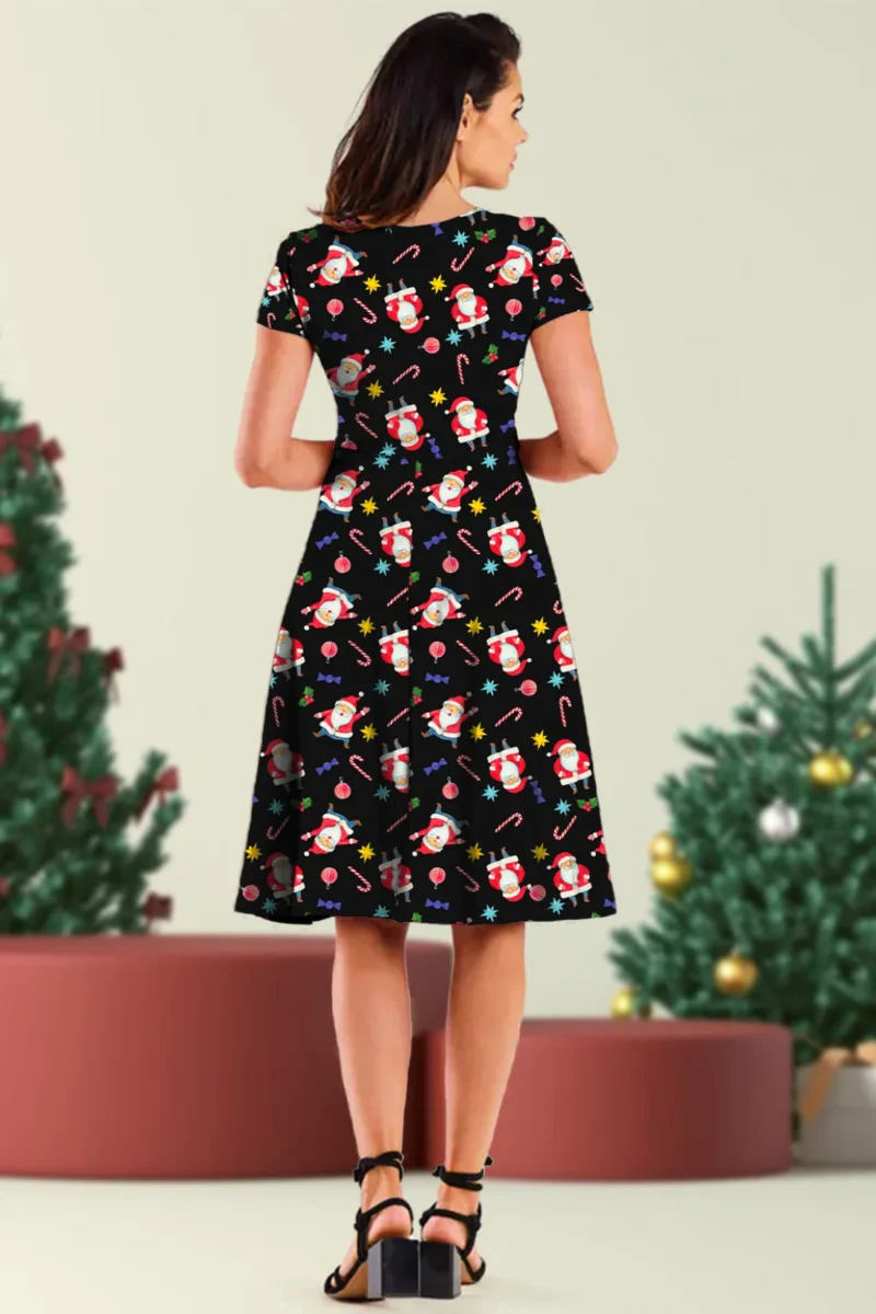 Santa Candy Print Midi Dress