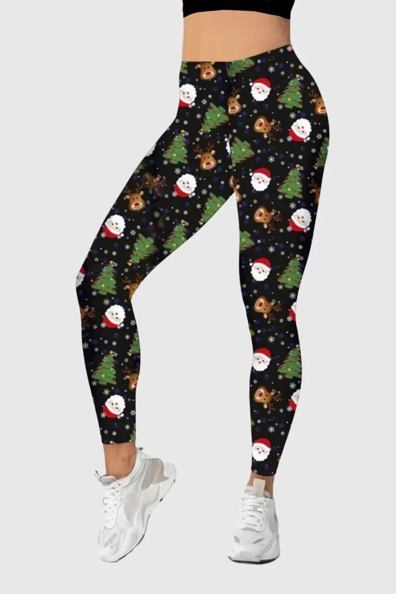 Santa Face Tree Christmas Leggings