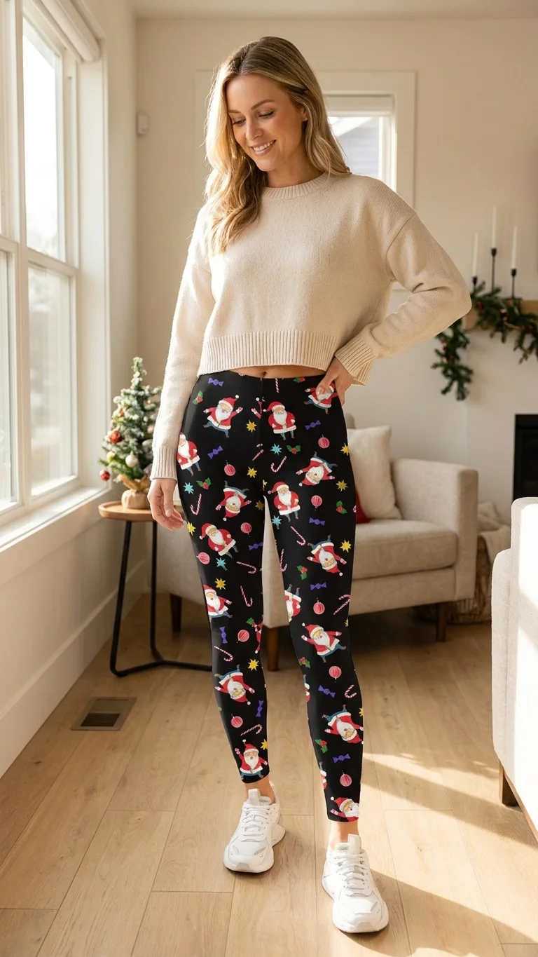 Santa Stick Christmas Leggings